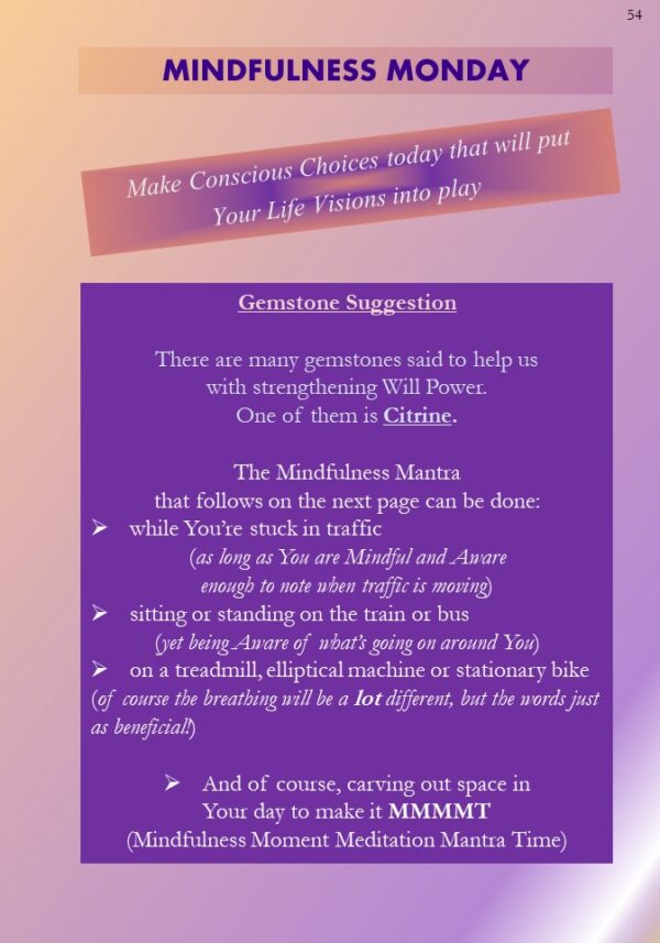 Mindfulness Monday Gemstone Suggestions from 28 Daily Thoughts & Mantras 4 Mindfulness by Jacquie Bird