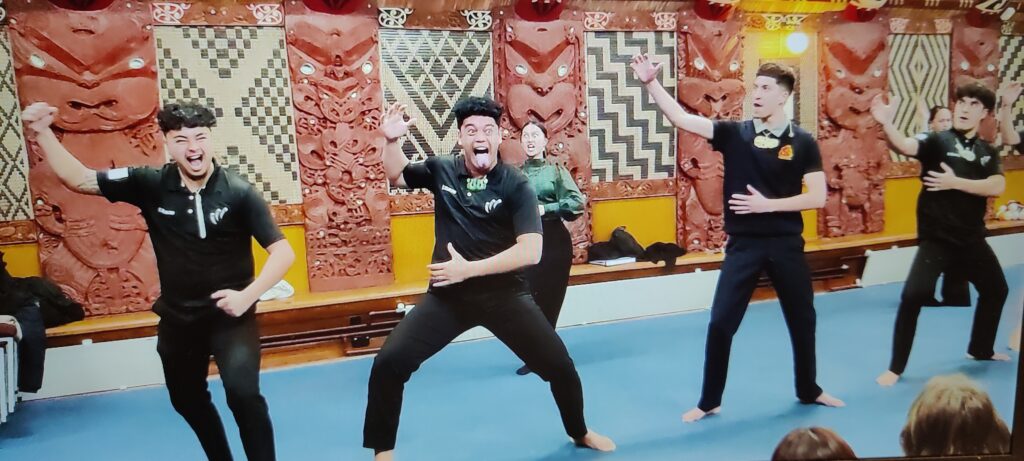 Haka Demonstration by the youth of the Te Arawa tribe on the Te Papaioru Marae