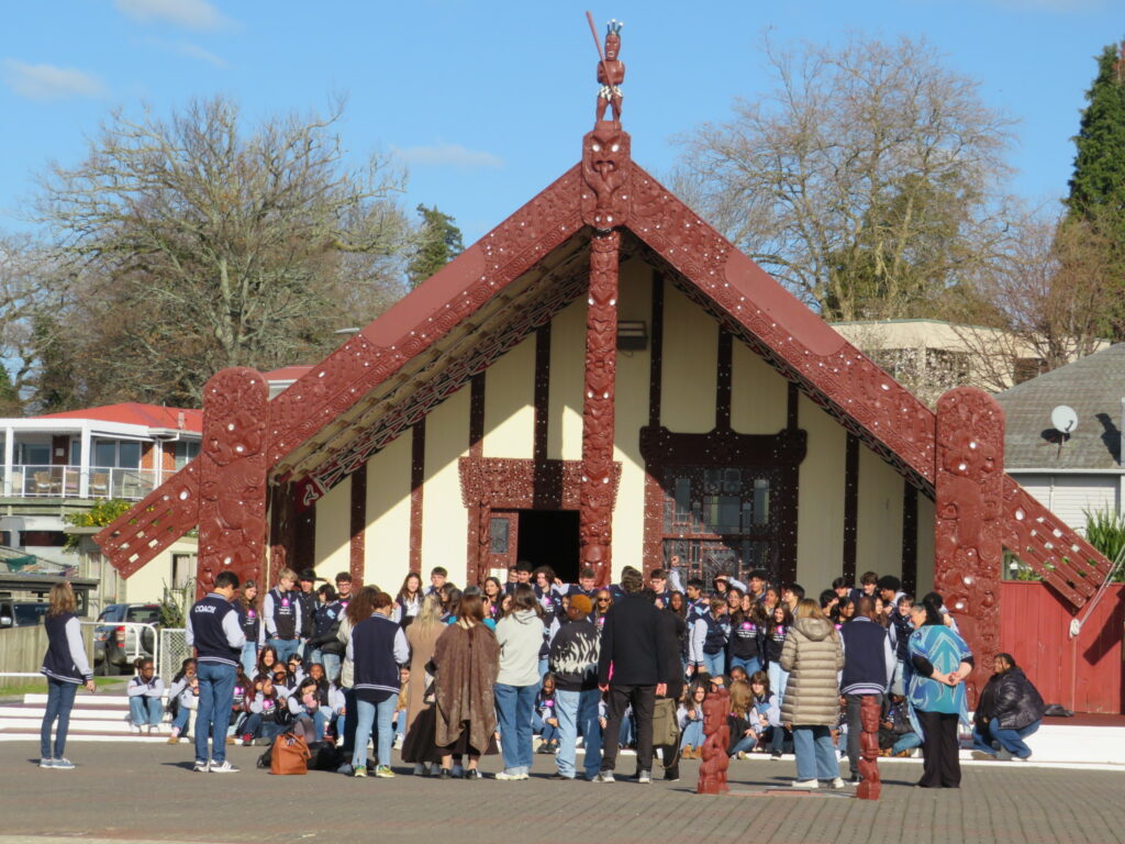 YPC Choristers in Front of The Wharenui on the Te Papaioru Marae